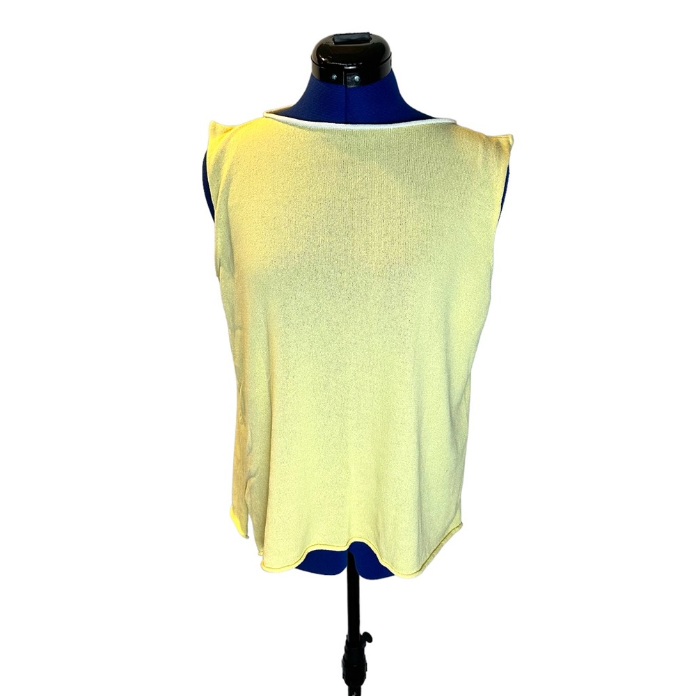 EILEEN FISHER Bateau Neck Gauzy Sleeveless Split Hem Blouse L